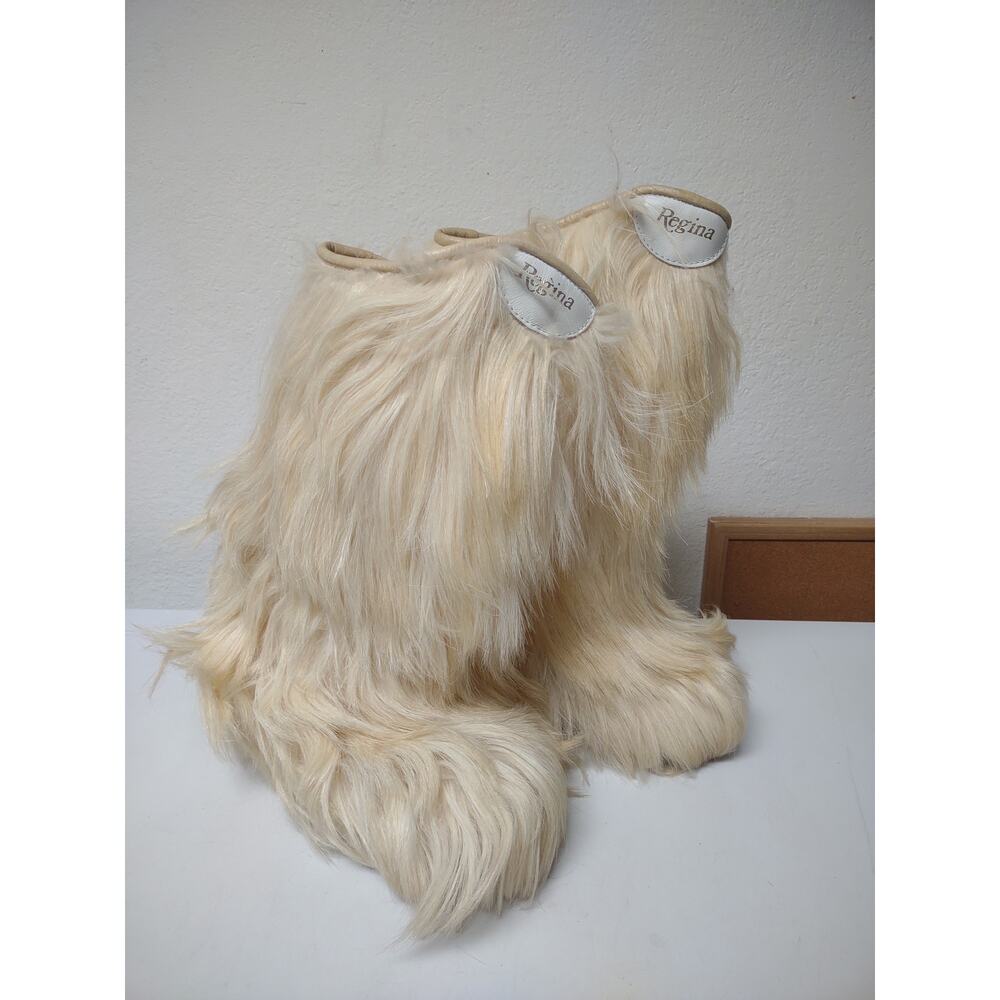 Roluc Ideal Vintage 1970's Snow Boots Goat Fur Size 35 36 Regina Long Hair Yeti